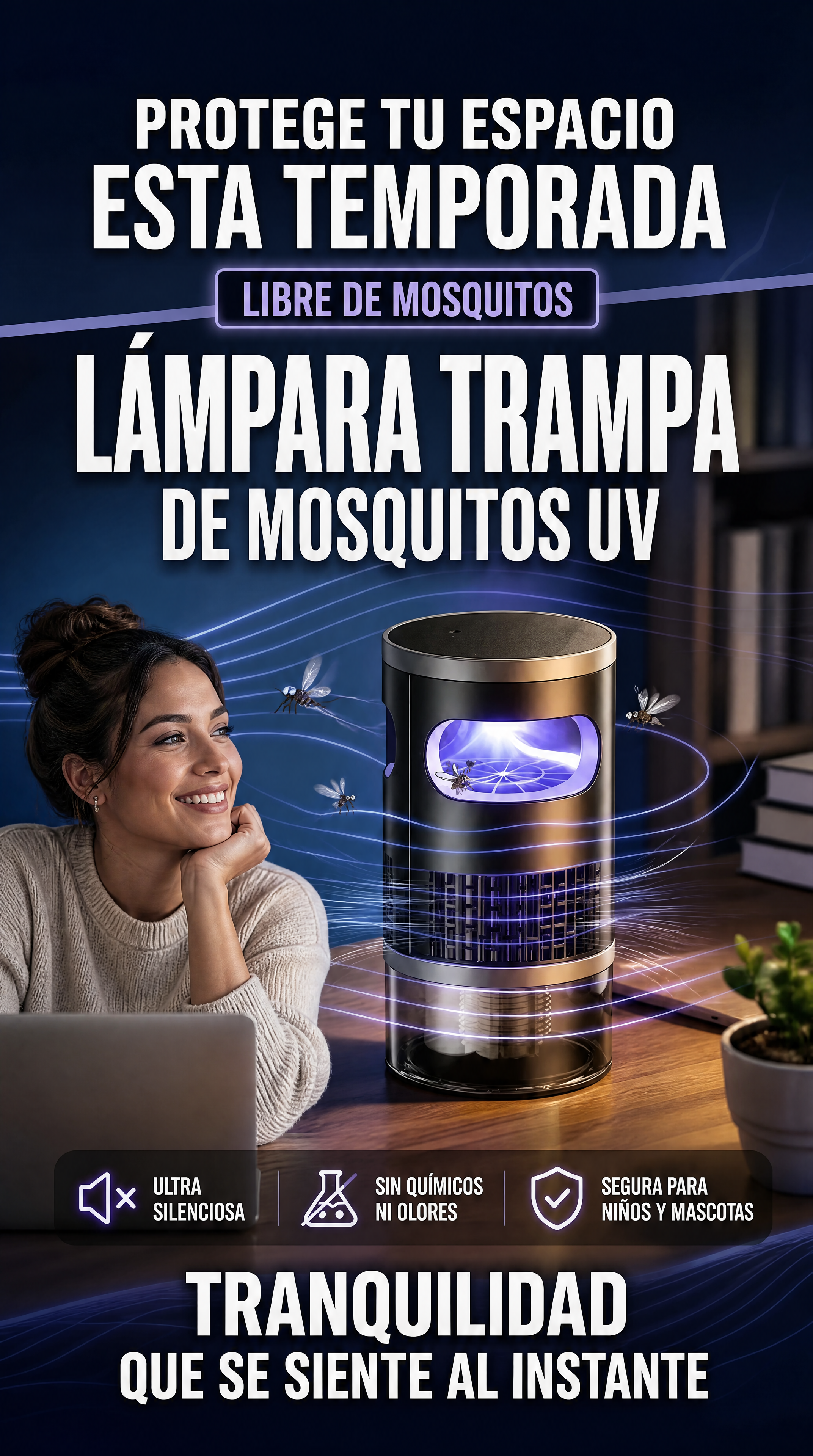 Lámpara trampa de mosquitos UV - protege tu espacio