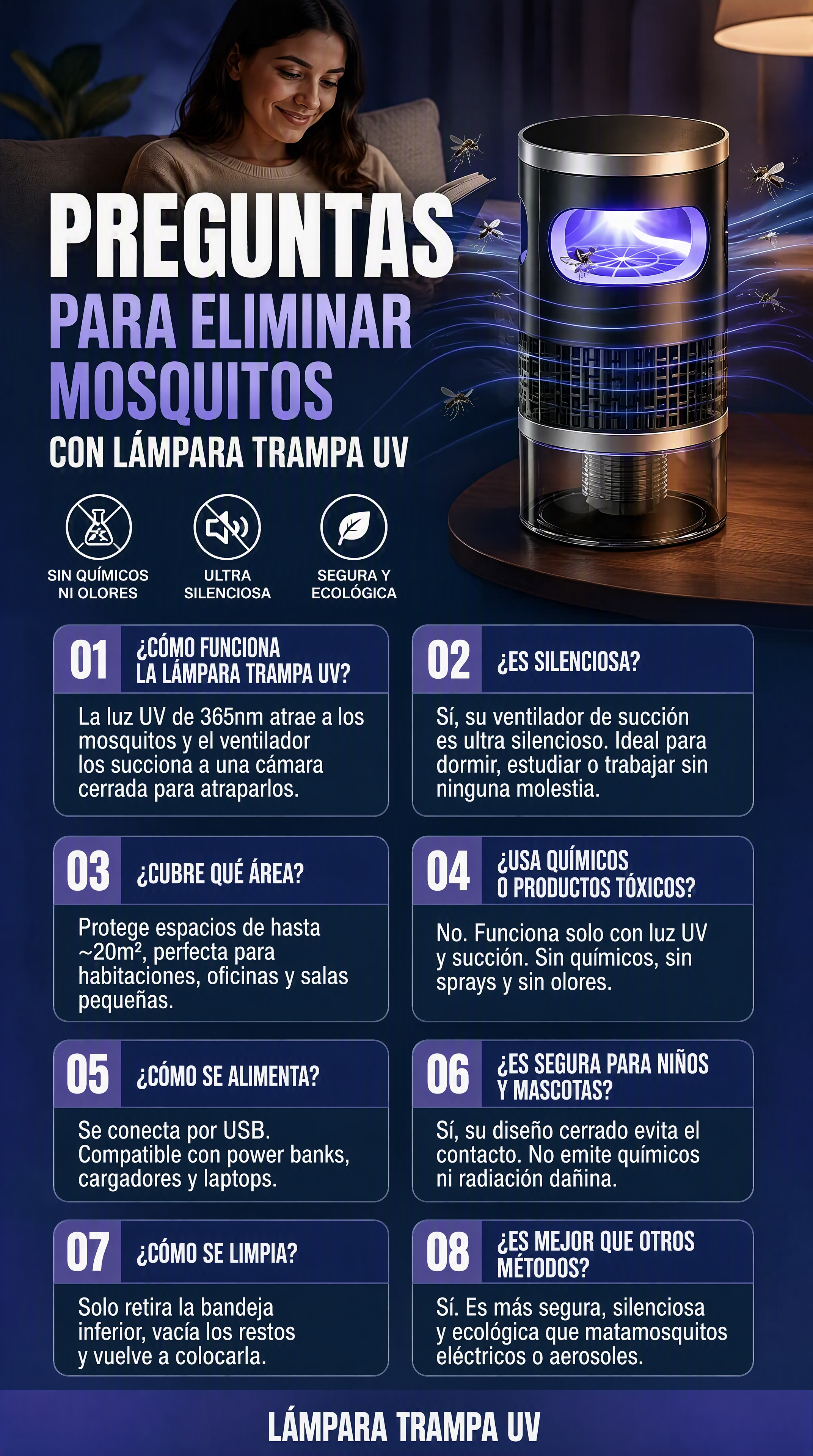 Preguntas frecuentes lámpara trampa UV